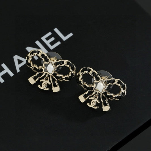 18K CC Butterfly Pendant Earrings