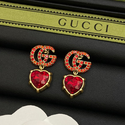 18K GG Red Crystal Earrings