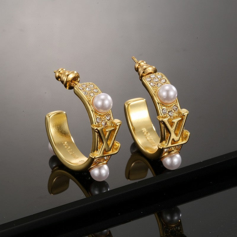 18K Louis Pearl Gold Earrings