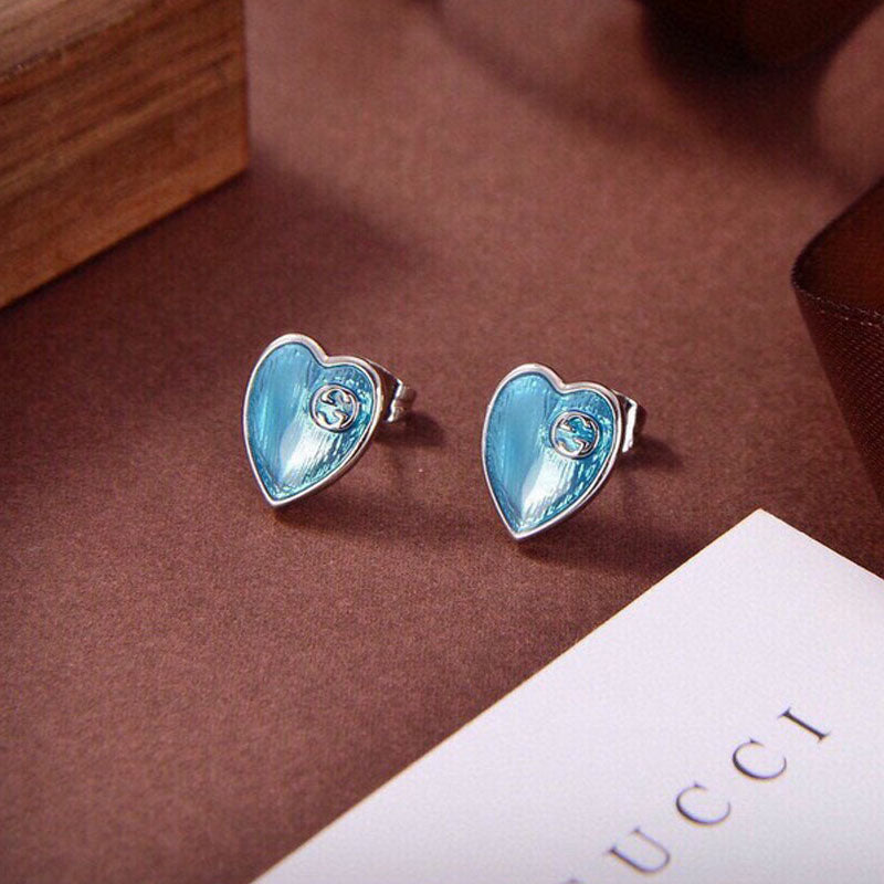 18K GG Blue Heart Earrings