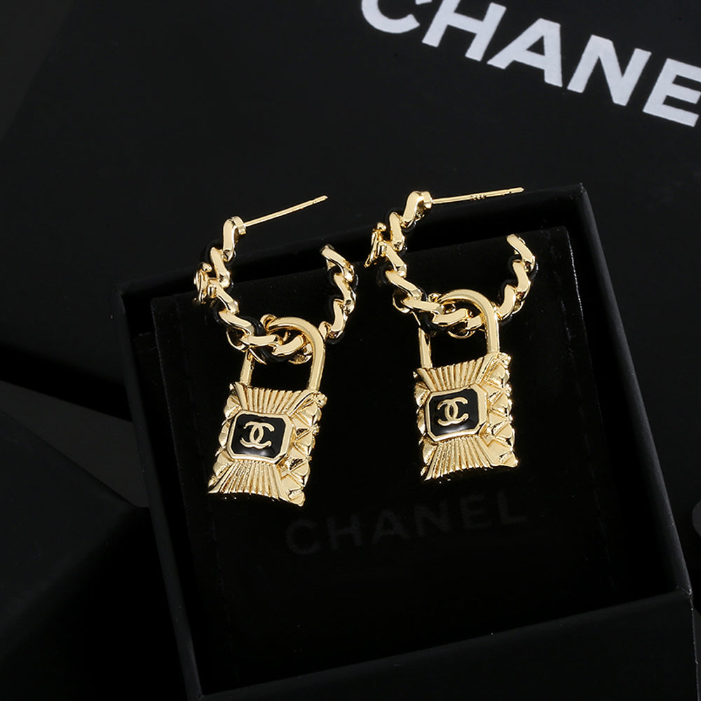18K CC Lock Earrings