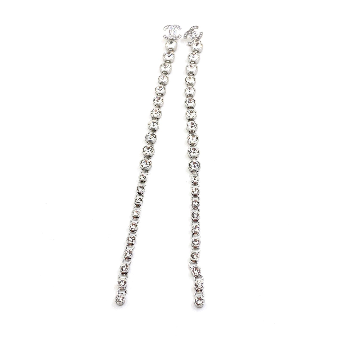 18K CC Long Crystals Earrings