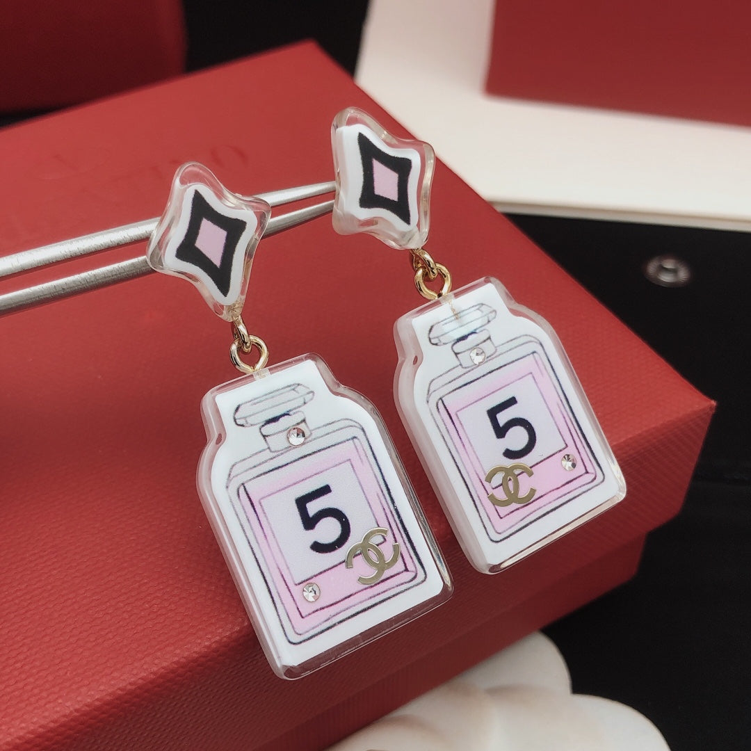 18K CC 24C Perfume Bottle Earrings