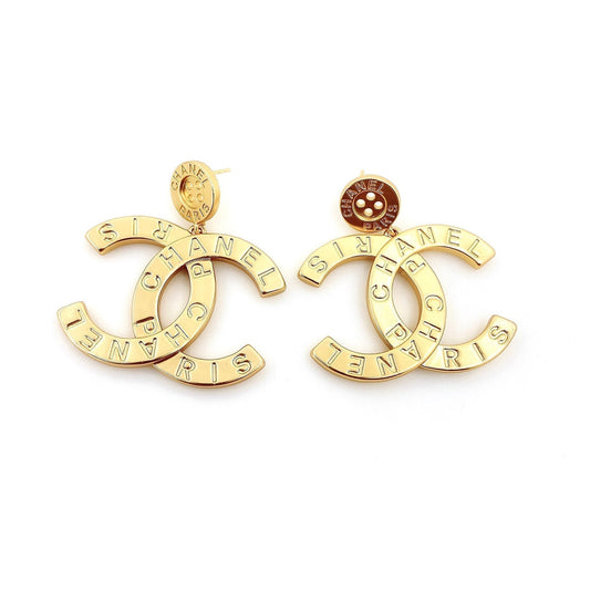18K CC Drop Pendant Earrings