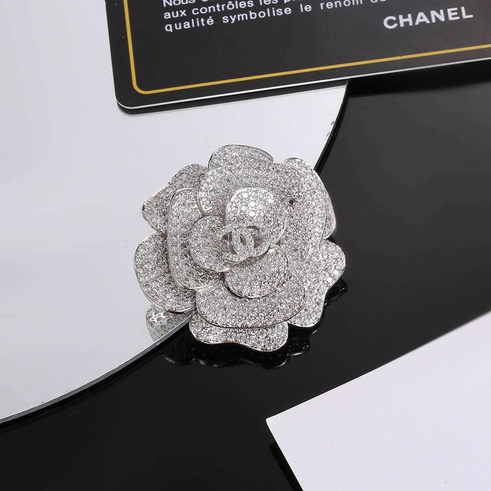 18K CC Camellia Diamonds Brooch