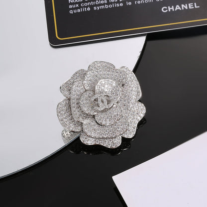 18K CC Camellia Diamonds Brooch