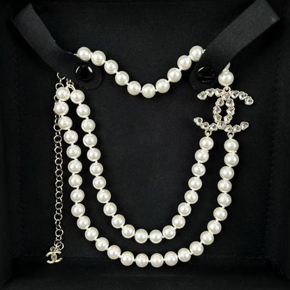 18K CC 25B Long Pearls Necklace