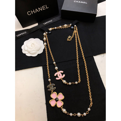 18K CC Pink Flowers Necklace