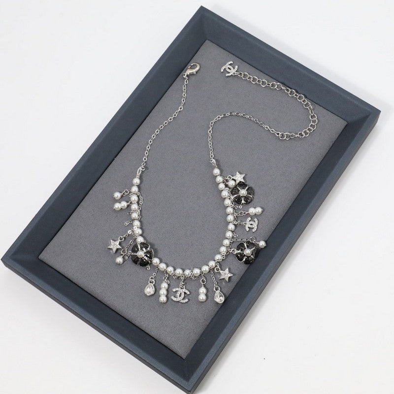 18K CC Camellia Pearl Chain Necklace