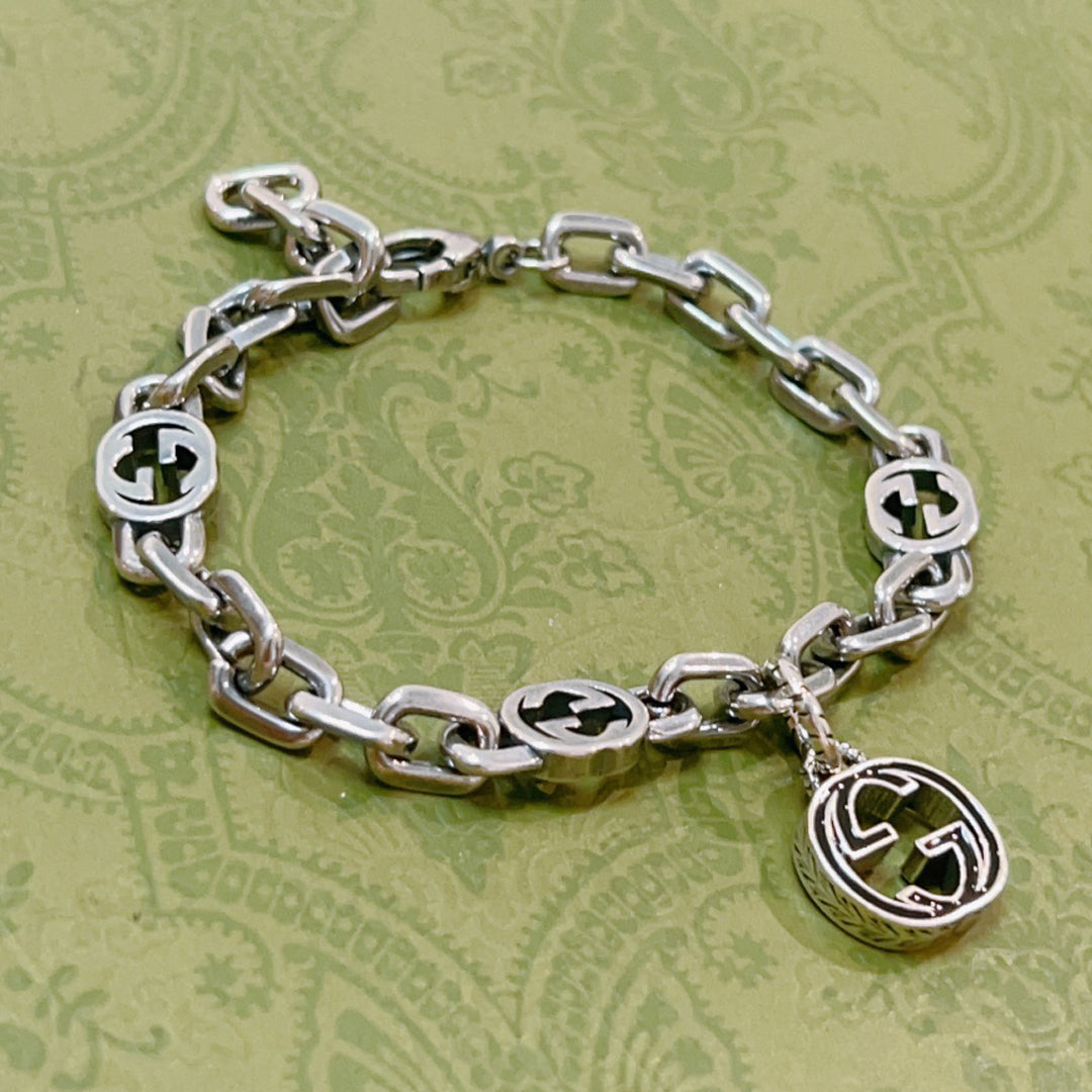 Double G Interlocking G Pendant Bracelet