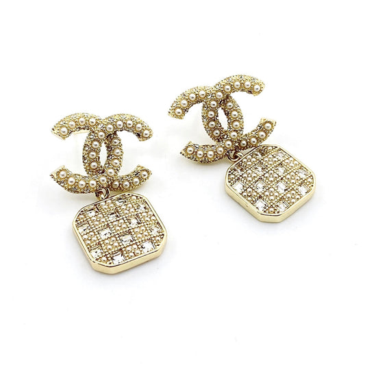 18K CC Diamonds Drop Earrings