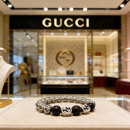 18K GG Anger Forest Black Bead Chain Bracelet