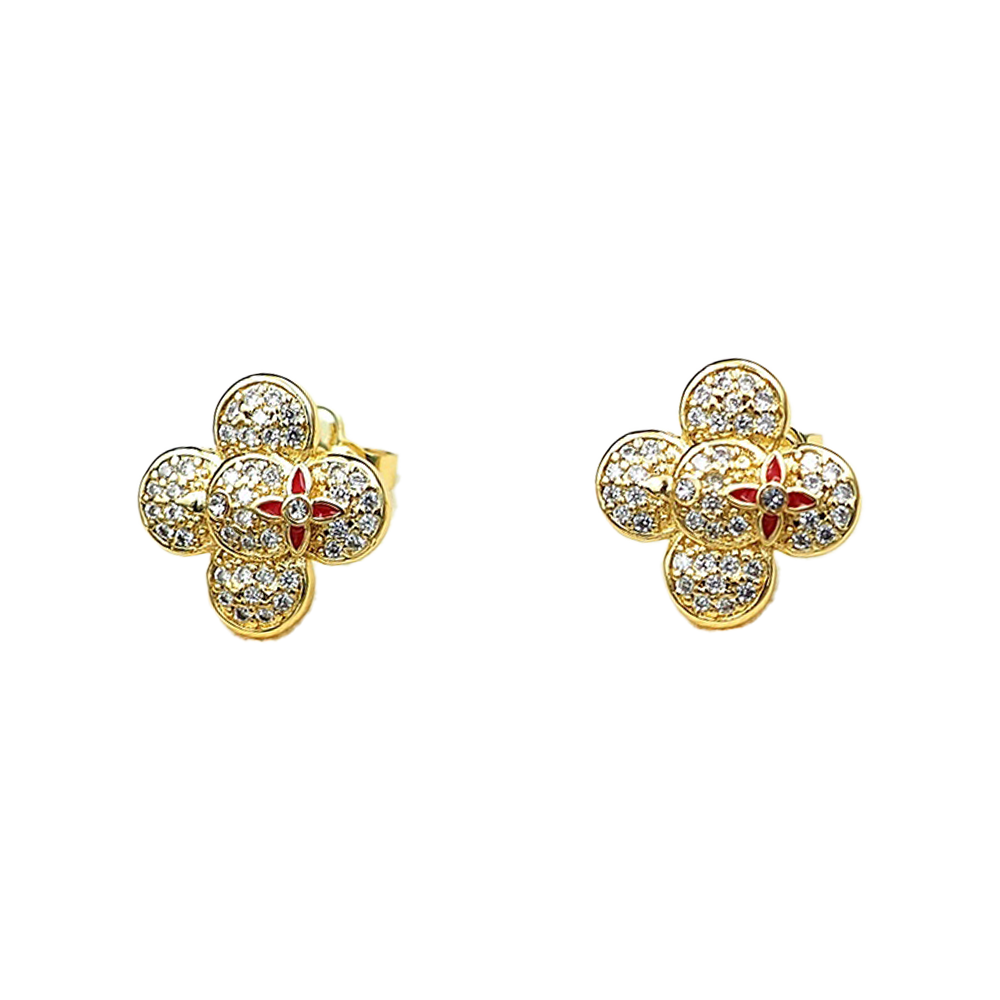 18K Louis Vivienne Diamond Earrings
