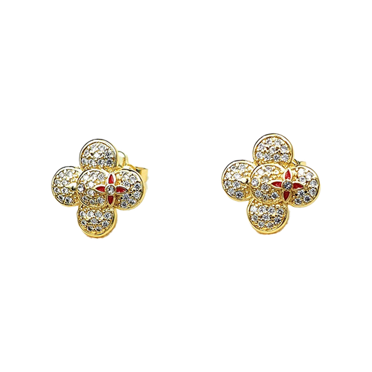 18K Louis Vivienne Diamond Earrings