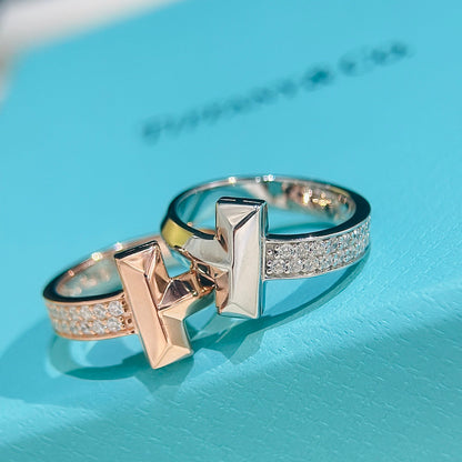 18K T Narrow Pave Ring