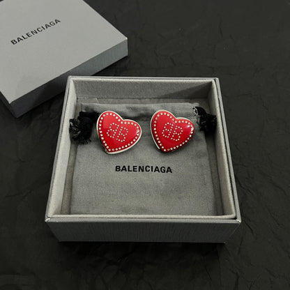 18K BB Red Heart Earrings