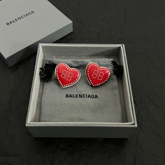 18K BB Red Heart Earrings