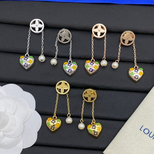 18K Louis Diamond Pearl Drop Earrings