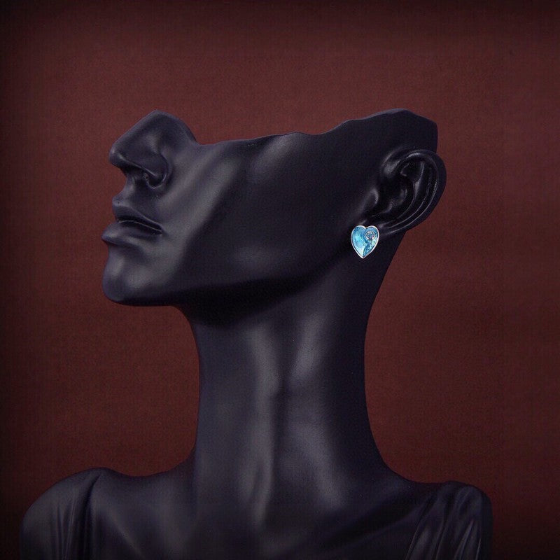 18K GG Blue Heart Earrings