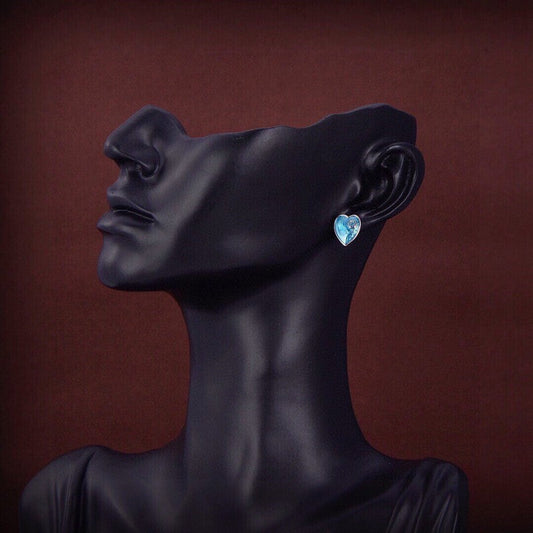 18K GG Blue Heart Earrings