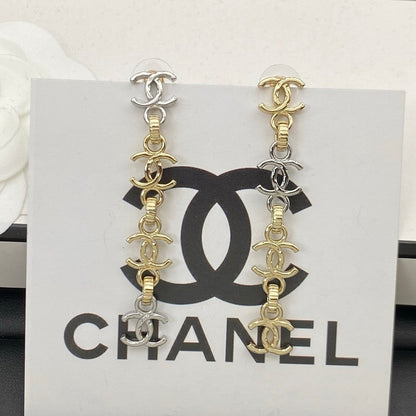 18K CC Long Gold Earrings
