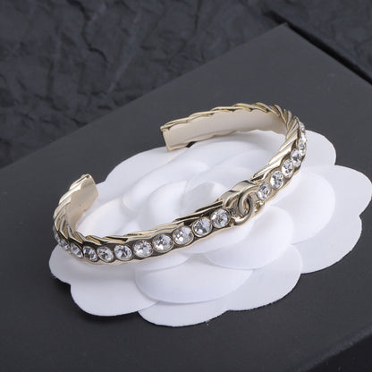18K CC Open Cuff Crystals Bracelet