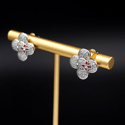 18K Louis Vivienne Diamond Earrings