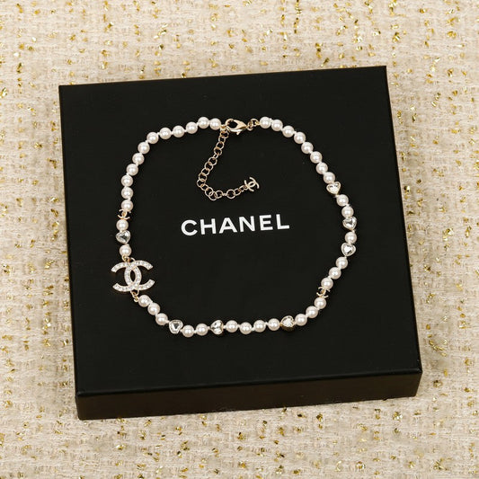 18K CC 25B Pearl Chain Necklace