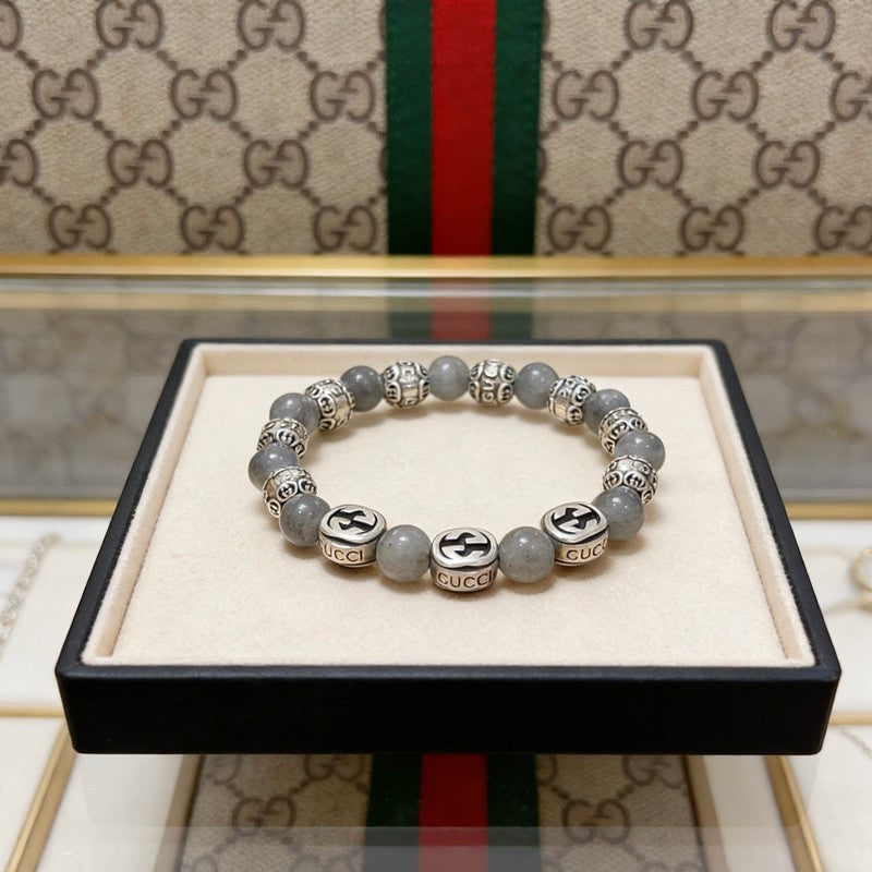 18K GG Anger Forest Grey Pearl Chain Bracelet