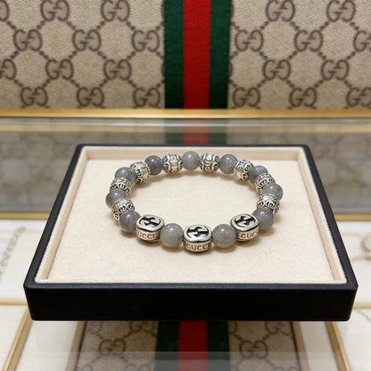 18K GG Anger Forest Grey Pearl Chain Bracelet