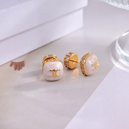 18K CE Color Square Earrings