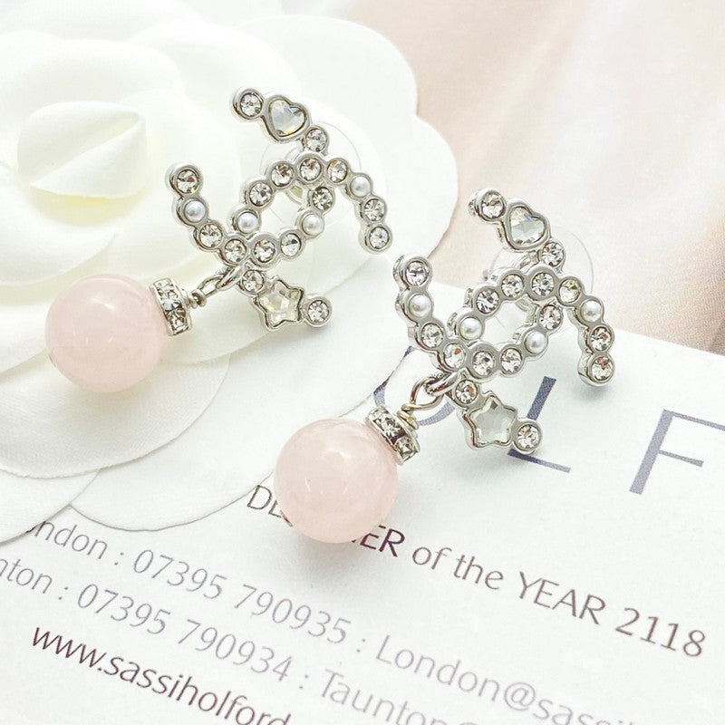18K CC 25P Pink Pearl Gold Earrings