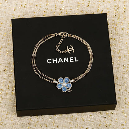 18K CC 26A Blue Flower Necklace