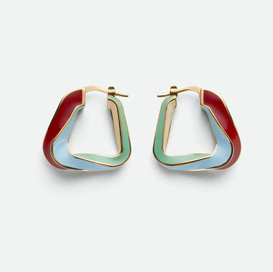 18K BV Twisted-triangle Hoop Earrings