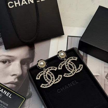 18K CC Leather Gold Earrings