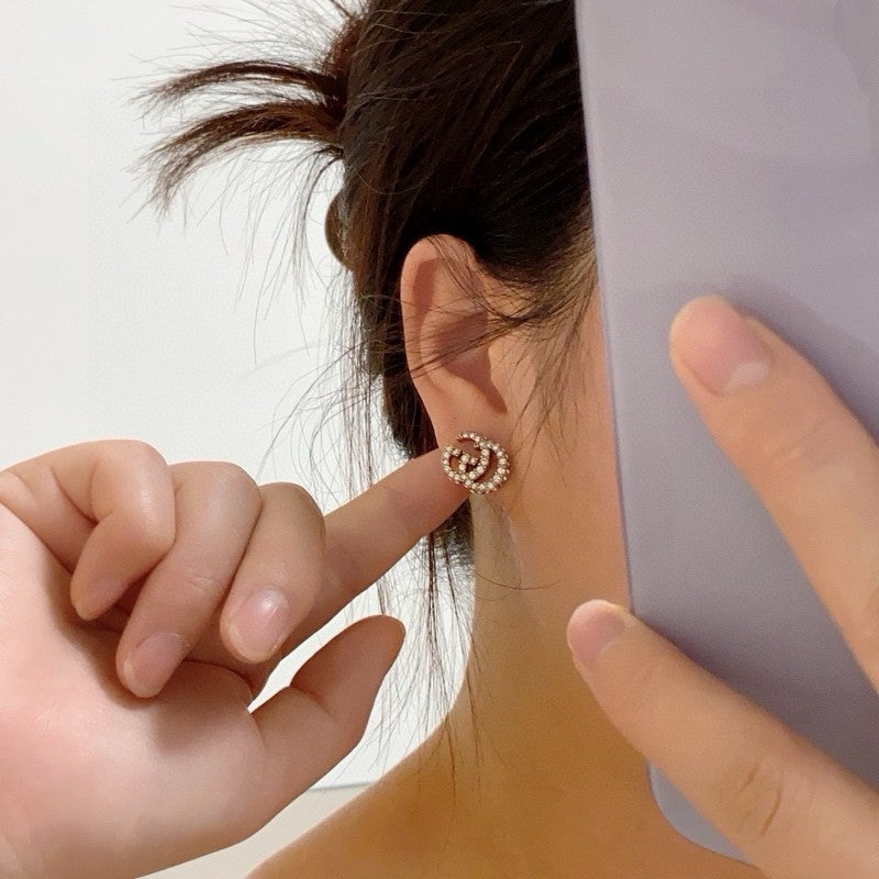 18K GG Diamond Gold Earrings