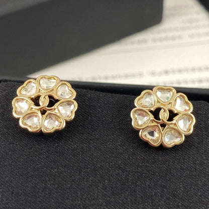 18K CC 25B Heart Crystal Earrings