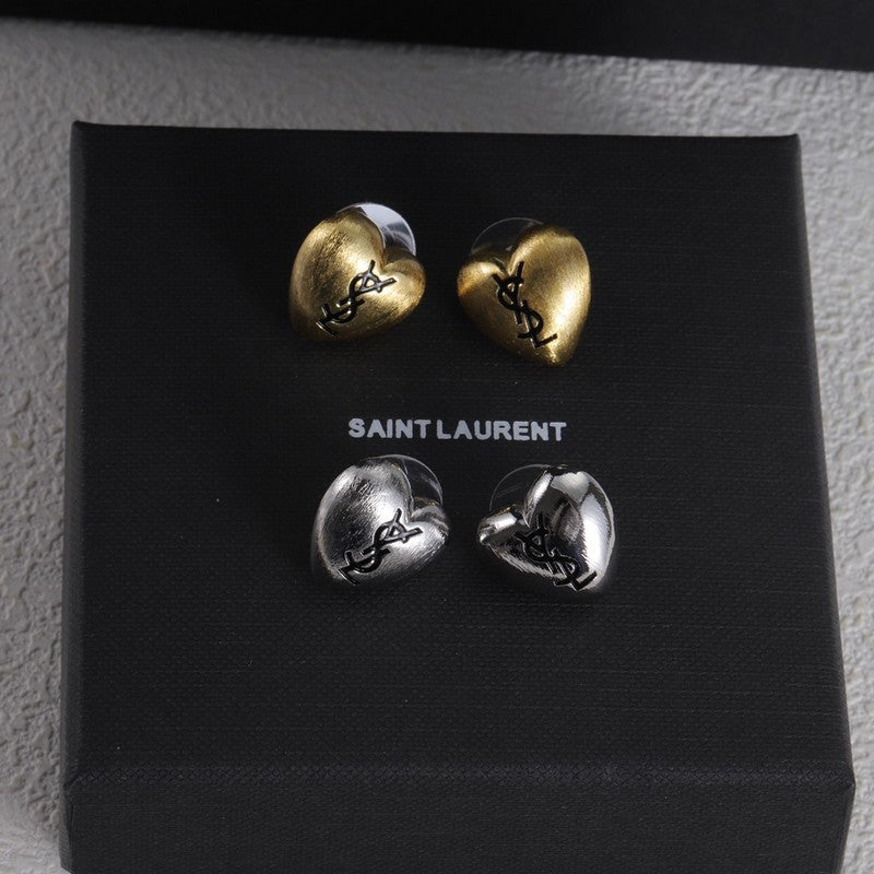 18K Saint Heart Gold Earrings