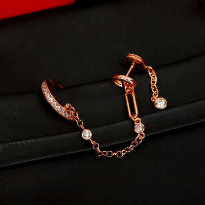 18K Chaine D'Ancre Rose Gold Diamond Earrings