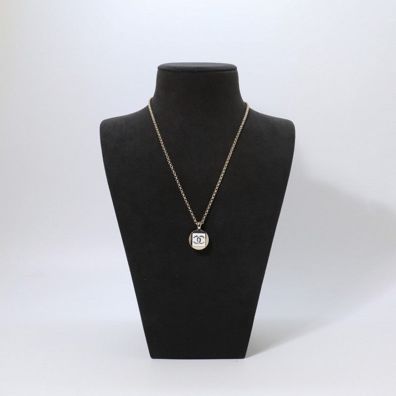18K CC Black & White Logo Gold Necklace