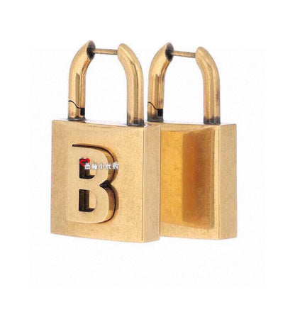 18K BB Gold Small Lock Earrings