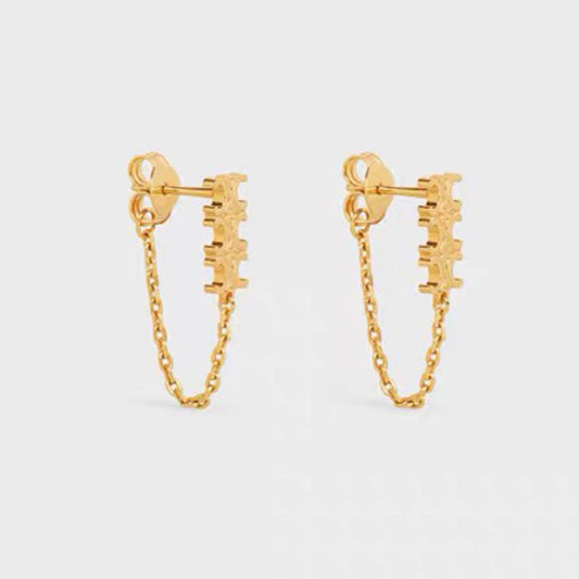 18K Triomphe Chain Earrings