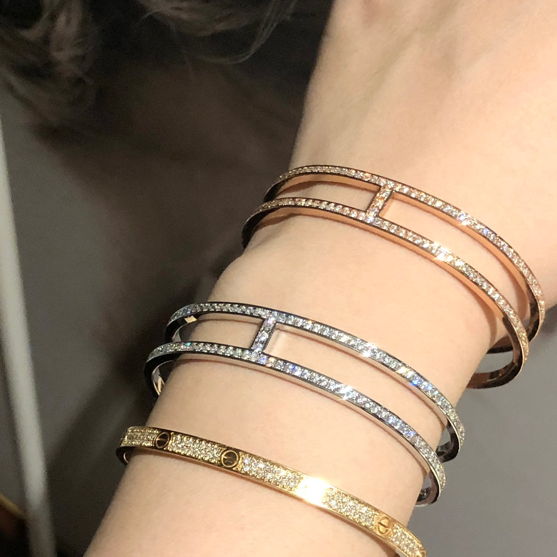 18K Ever Chain D¡¯ancre Cuff Diamond H Bracelet