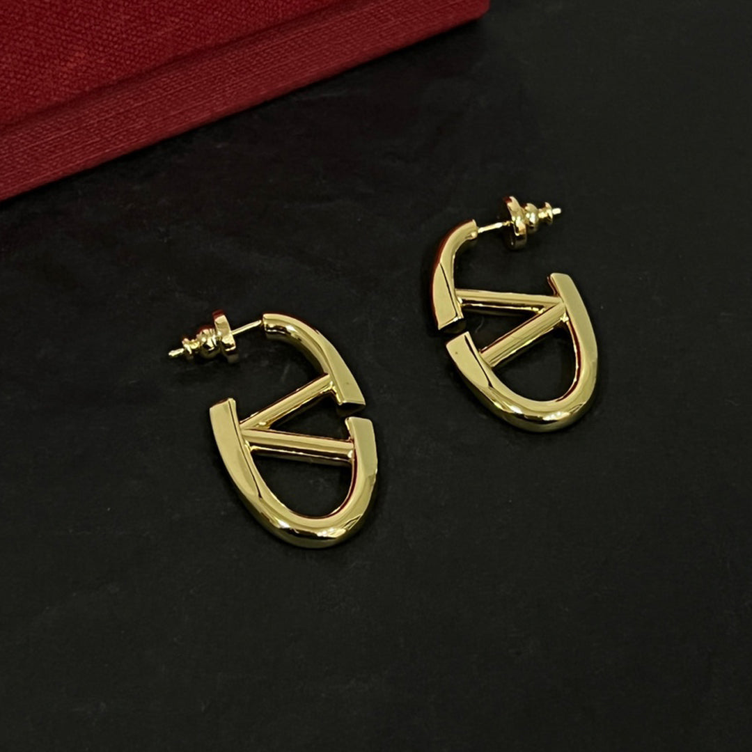 18K Vlogo Gold Earrings