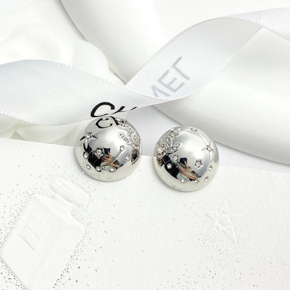 18K CC 24C Star Round Gold Earrings