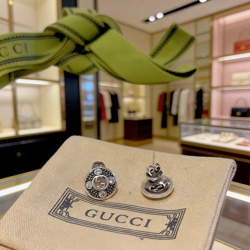 18K GG Gold Diamond Earrings