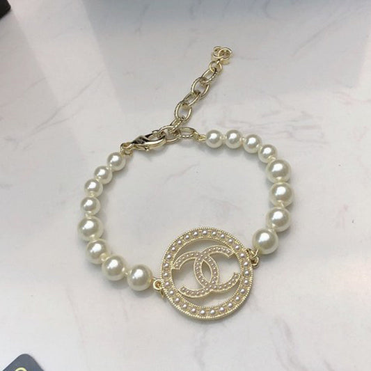 18K CC Big Pearl Gold Bracelet