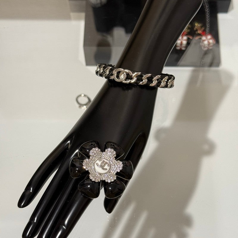 18K CC 26C Black Open Cuff Bracelet