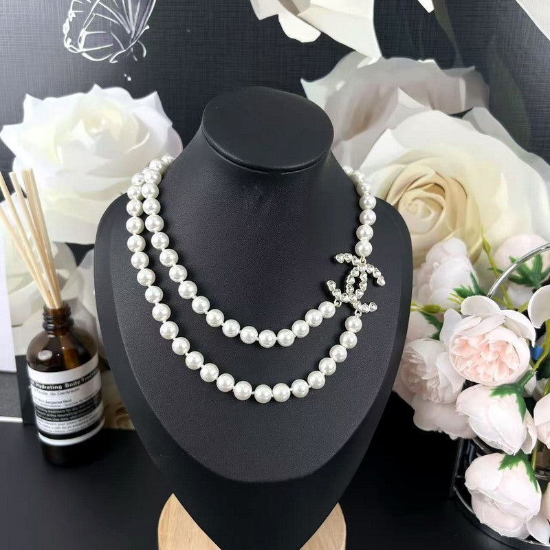18K CC 25B Long Pearls Necklace