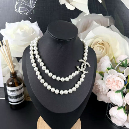 18K CC 25B Long Pearls Necklace